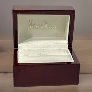 VTG Neiman Marcus Luxury Rich Mahogany‎ Wood Rocket  BOX Jewelry Box empty